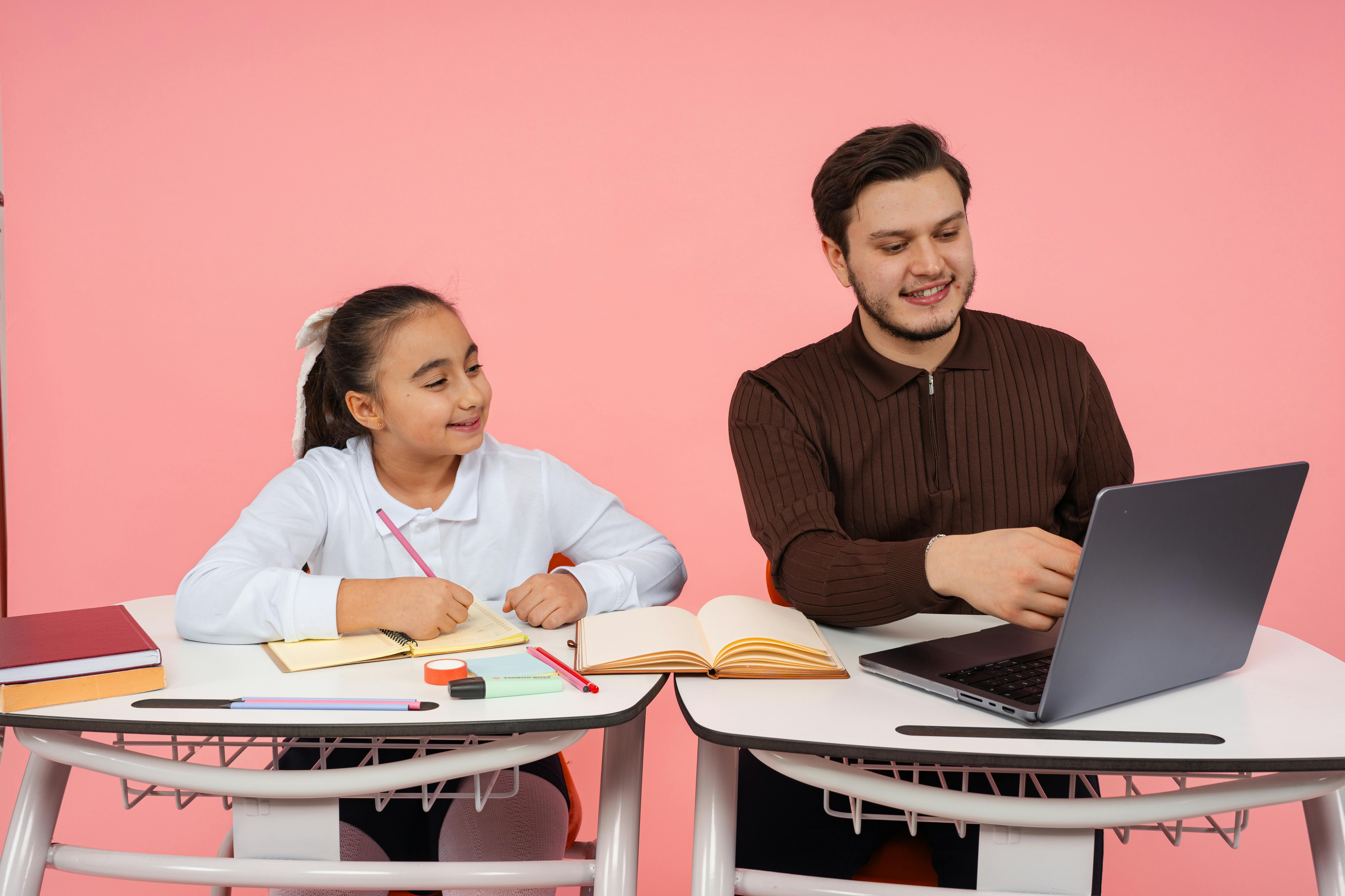 Tutor and student collaborating